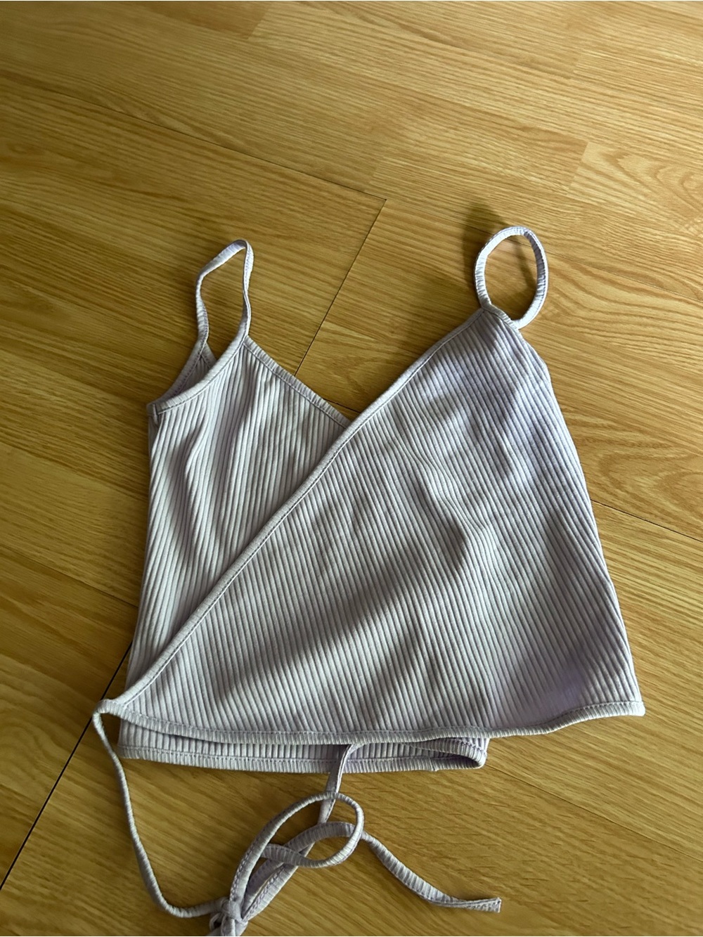 NEW SHEIN Lavender Ribbed Cross Crop Top Medium